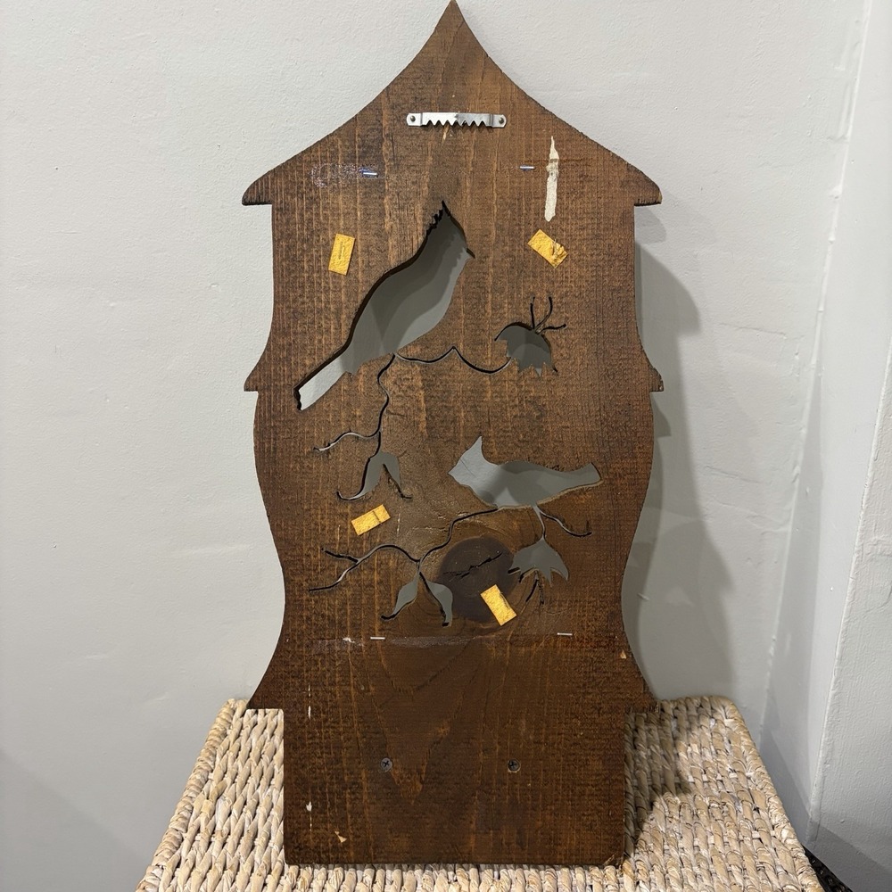 Vintage Carved Wood Scroll Saw Cut-Out Wall Hanging Cardinal Flower Shelf Boho - Picture 5 of 7